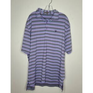 Peter Millar Summer Comfort purple blue stripe short sleeve polo shirt - XL